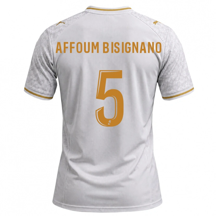 Danxen Kinderen Layan Affoum Bisignano #5 Wit Grijs Goudenrood Uitshirt Uittenue 2026/27 T-Shirt