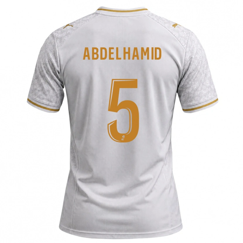 Danxen Kinderen Yunis Abdelhamid #5 Wit Grijs Goudenrood Uitshirt Uittenue 2026/27 T-Shirt