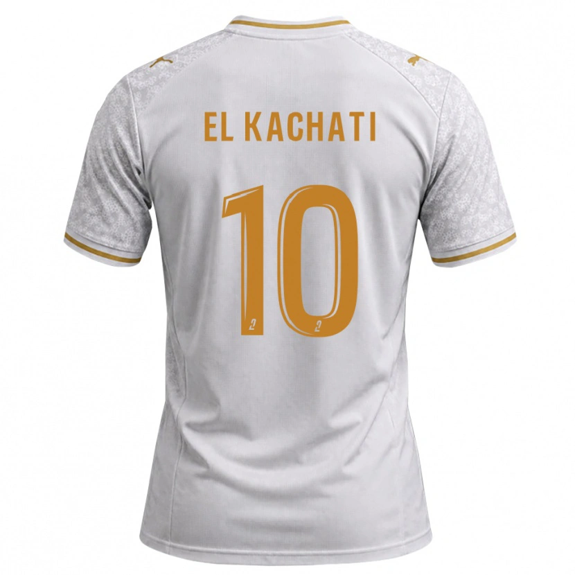 Danxen Kinderen Youssef El Kachati #10 Wit Grijs Goudenrood Uitshirt Uittenue 2026/27 T-Shirt