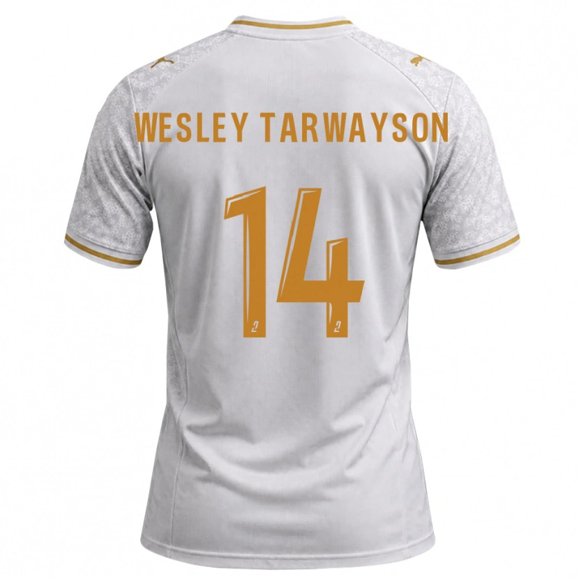 Danxen Kinderen James Wesley Tarwayson #14 Wit Grijs Goudenrood Uitshirt Uittenue 2026/27 T-Shirt