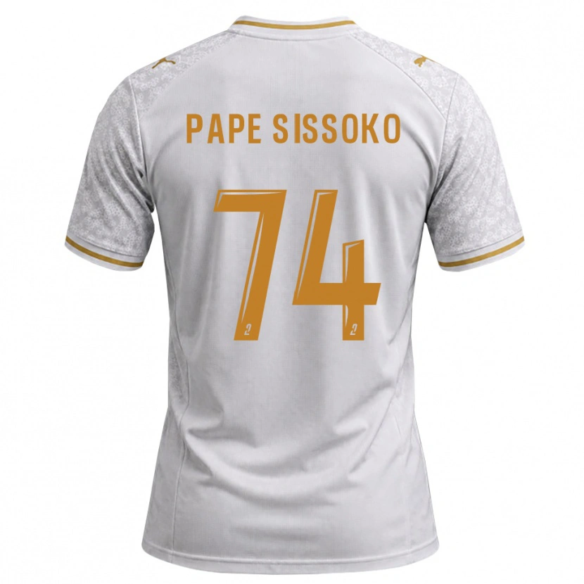 Danxen Kinderen Niama Pape Sissoko #74 Wit Grijs Goudenrood Uitshirt Uittenue 2026/27 T-Shirt