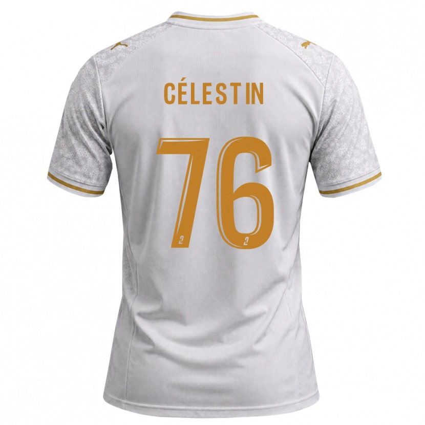 Danxen Kinderen Jean-Philippe Célestin #76 Wit Grijs Goudenrood Uitshirt Uittenue 2026/27 T-Shirt