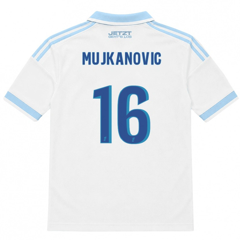 Danxen Kinderen Edin Mujkanovic #16 Licht Hemelsblauw Wit Rood Uitshirt Uittenue 2026/27 T-Shirt