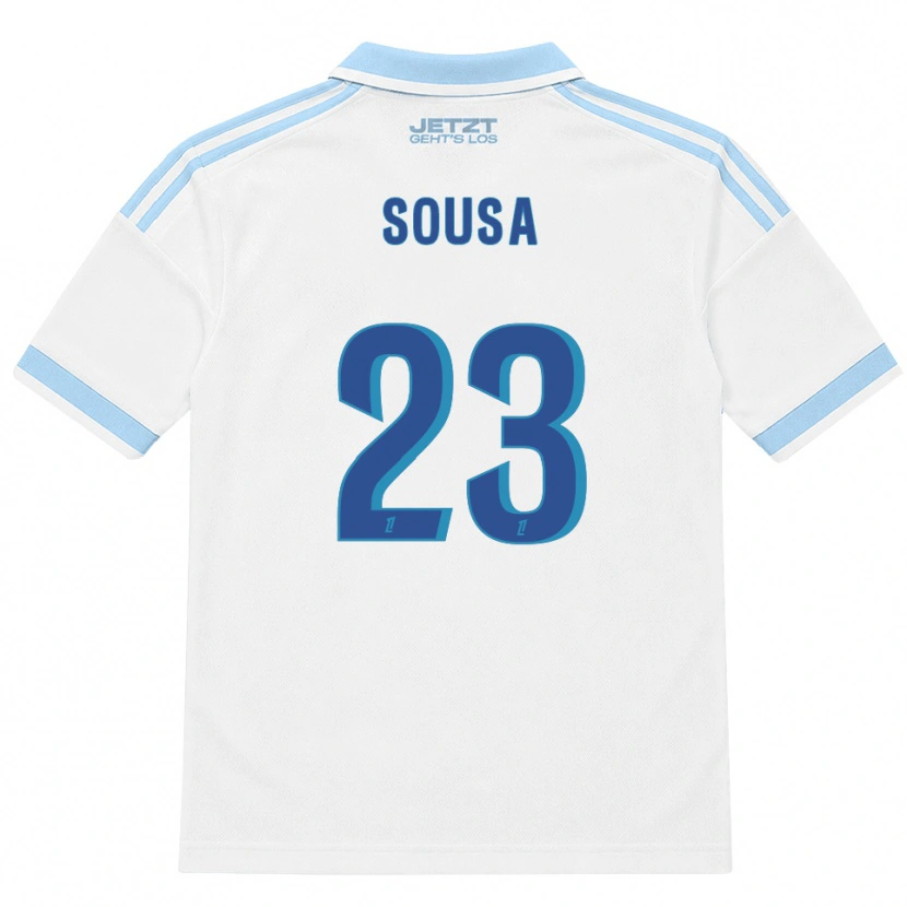 Danxen Kinderen Diogo Sousa #23 Licht Hemelsblauw Wit Rood Uitshirt Uittenue 2026/27 T-Shirt