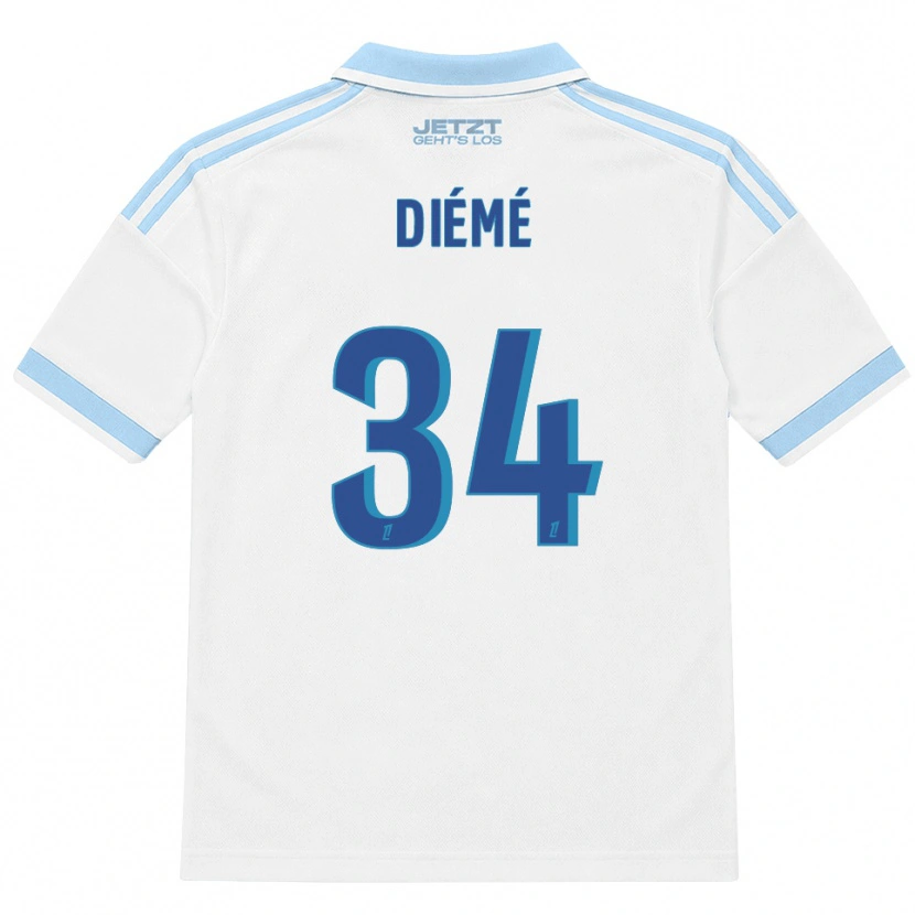 Danxen Kinderen Yaya Diémé #34 Licht Hemelsblauw Wit Rood Uitshirt Uittenue 2026/27 T-Shirt