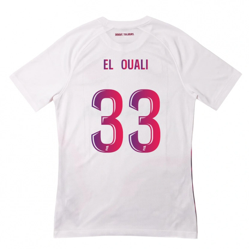Danxen Kinderen Adam El Ouali #33 Wit Roze Paars Uitshirt Uittenue 2026/27 T-Shirt