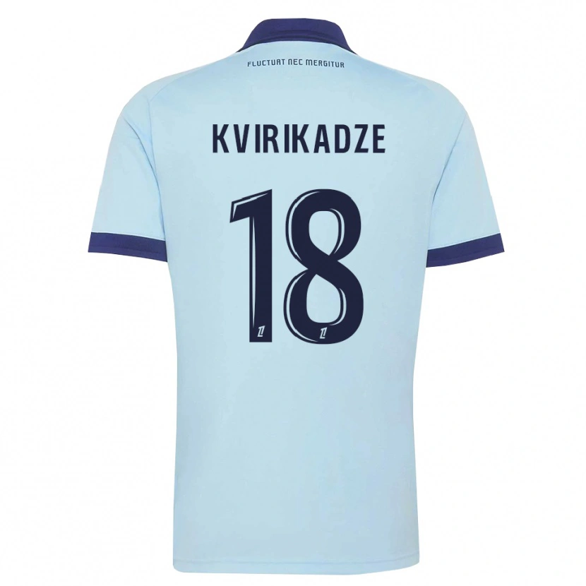 Danxen Kinderen Andria Kvirikadze #18 Centaurieblauw Zwart Uitshirt Uittenue 2026/27 T-Shirt