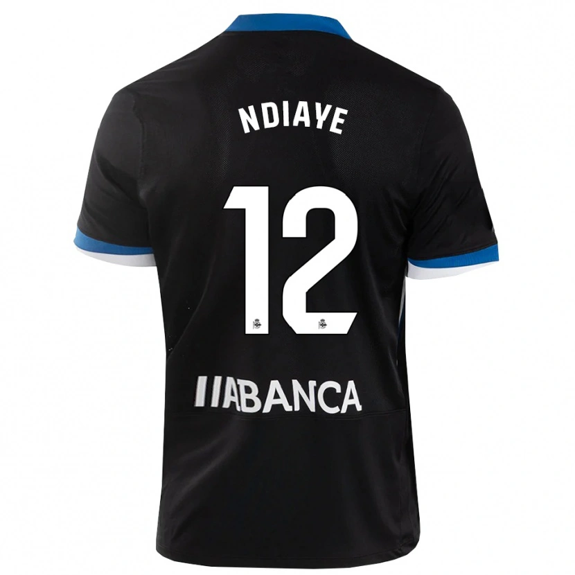 Danxen Kinderen Malick Ndiaye #12 Zwart Blauw Wit Uitshirt Uittenue 2026/27 T-Shirt