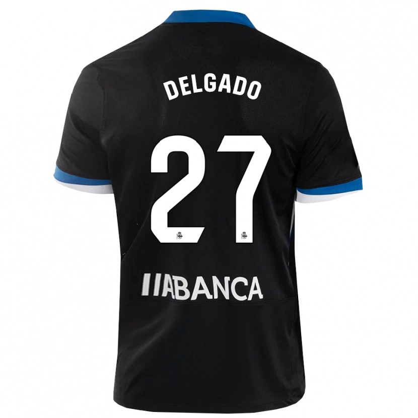 Danxen Kinderen Álex Delgado #27 Zwart Blauw Wit Uitshirt Uittenue 2026/27 T-Shirt
