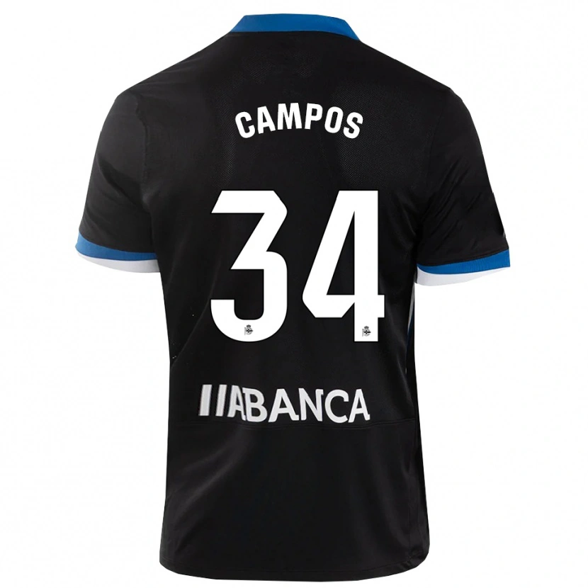 Danxen Kinderen Xabi Campos #34 Zwart Blauw Wit Uitshirt Uittenue 2026/27 T-Shirt