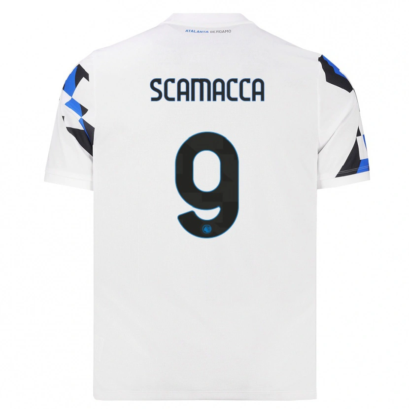 Danxen Kinderen Gianluca Scamacca #9 Wit Rood Blauw Uitshirt Uittenue 2026/27 T-Shirt