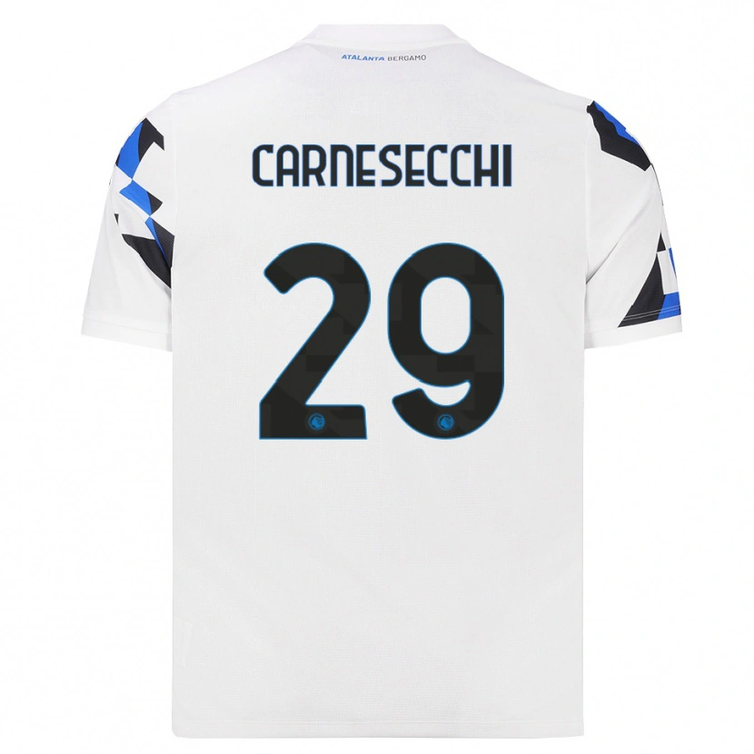 Danxen Kinderen Marco Carnesecchi #29 Wit Rood Blauw Uitshirt Uittenue 2026/27 T-Shirt
