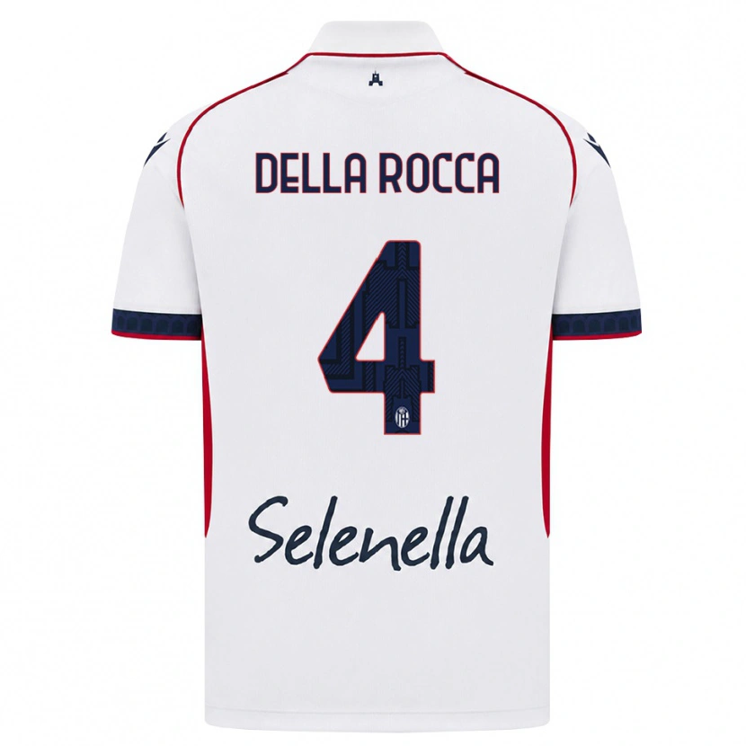 Danxen Kinderen Manuel Della Rocca #4 Wit Rood Koninklijk Blauw Uitshirt Uittenue 2026/27 T-Shirt