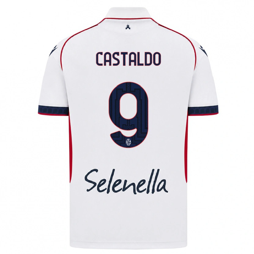 Danxen Kinderen Francesco Castaldo #9 Wit Rood Koninklijk Blauw Uitshirt Uittenue 2026/27 T-Shirt