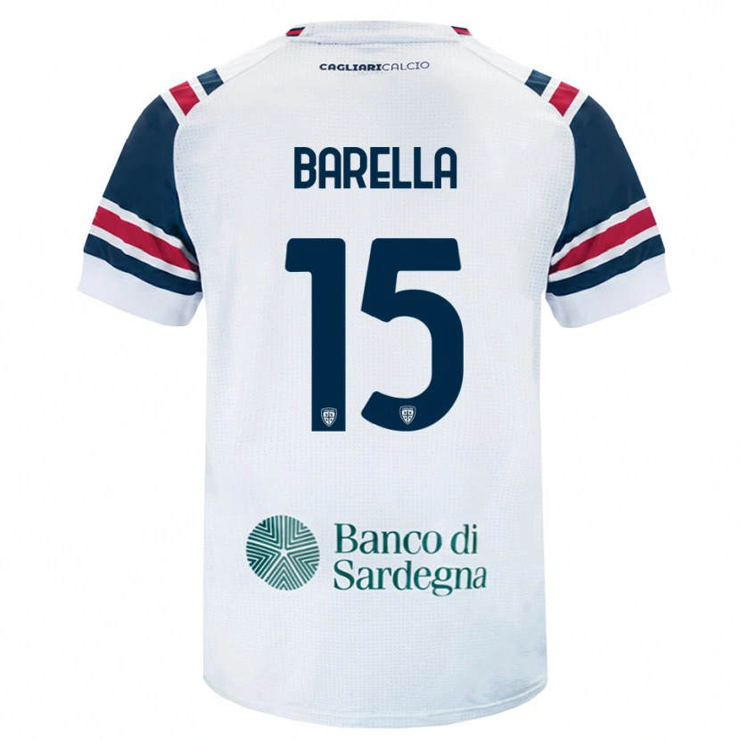 Danxen Kinderen Elia Barella #15 Wit Rood Groen Uitshirt Uittenue 2026/27 T-Shirt