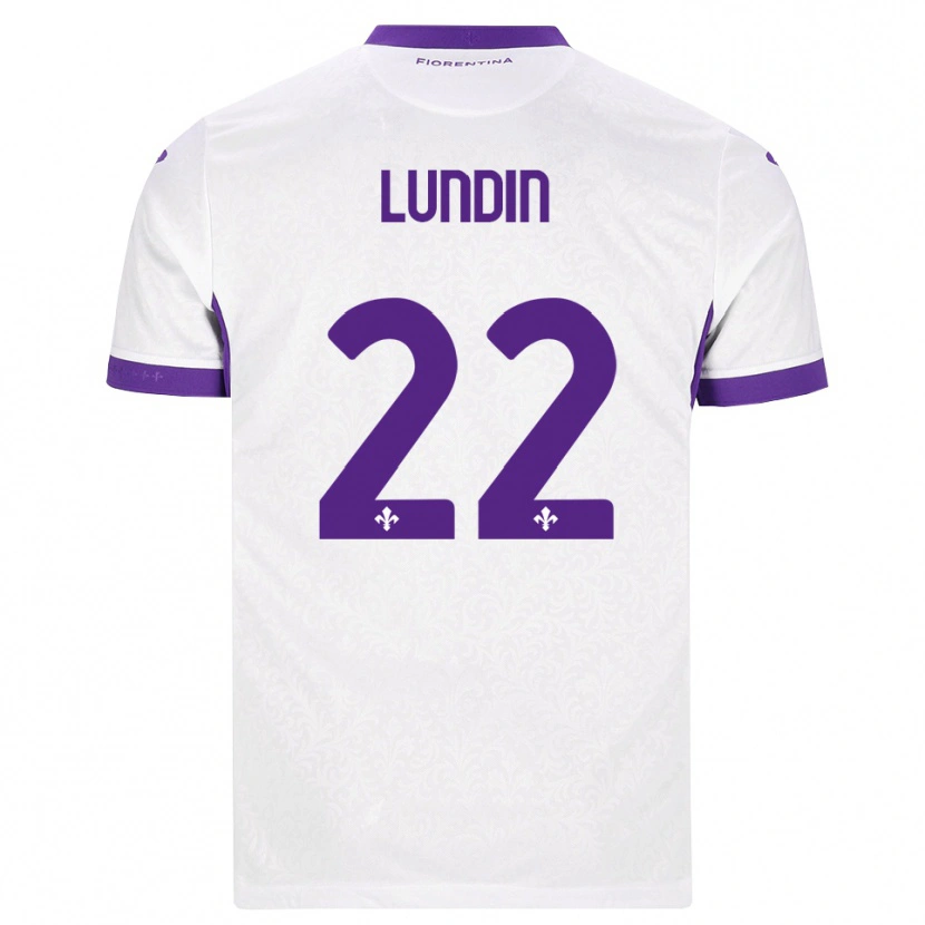 Danxen Kinderen Karin Lundin #22 Wit Paars Uitshirt Uittenue 2026/27 T-Shirt