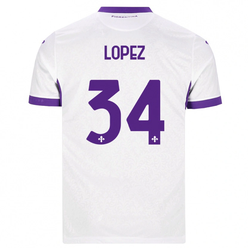 Danxen Kinderen Lucas López #34 Wit Paars Uitshirt Uittenue 2026/27 T-Shirt