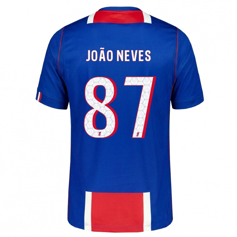 Danxen Heren João Neves #87 Rood Wit Blauw Thuisshirt Thuistenue 2026/27 T-Shirt
