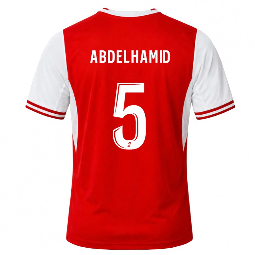 Danxen Heren Yunis Abdelhamid #5 Rood Wit Thuisshirt Thuistenue 2026/27 T-Shirt