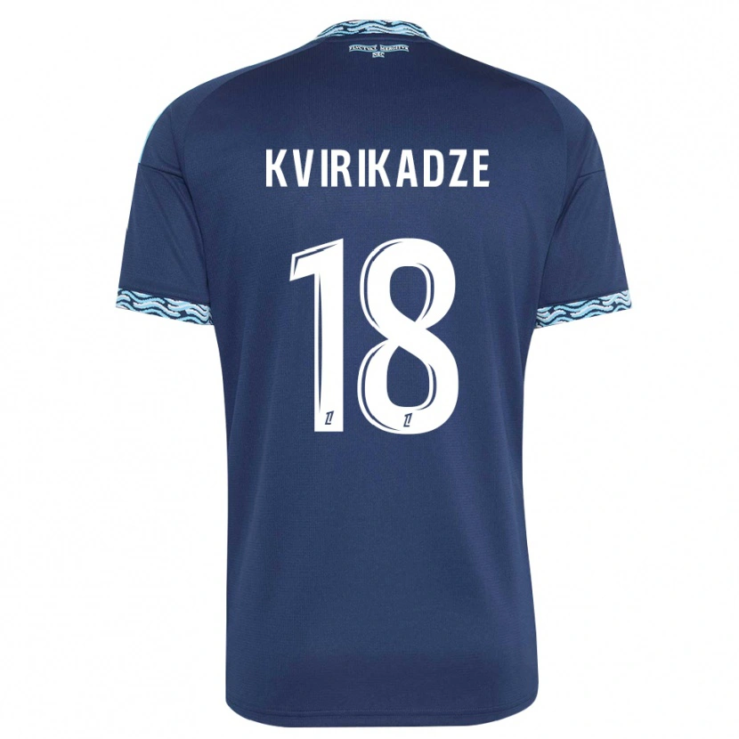 Danxen Heren Andria Kvirikadze #18 Staalblauw Wit Thuisshirt Thuistenue 2026/27 T-Shirt