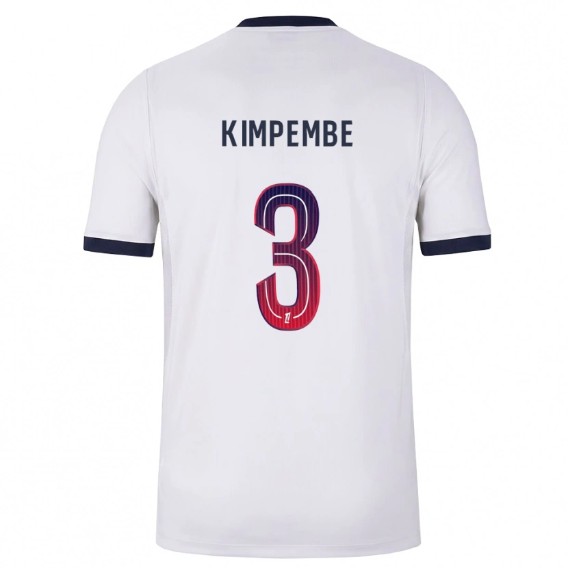 Danxen Heren Presnel Kimpembe #3 Wit Zwart Rood Uitshirt Uittenue 2026/27 T-Shirt