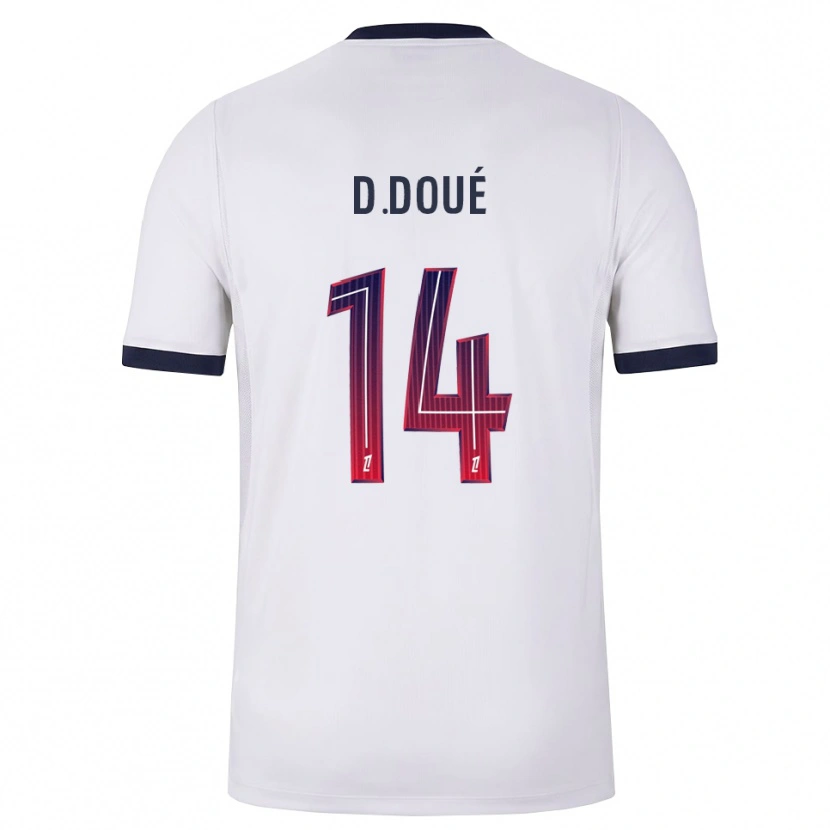 Danxen Heren Désiré Doué #14 Wit Zwart Rood Uitshirt Uittenue 2026/27 T-Shirt