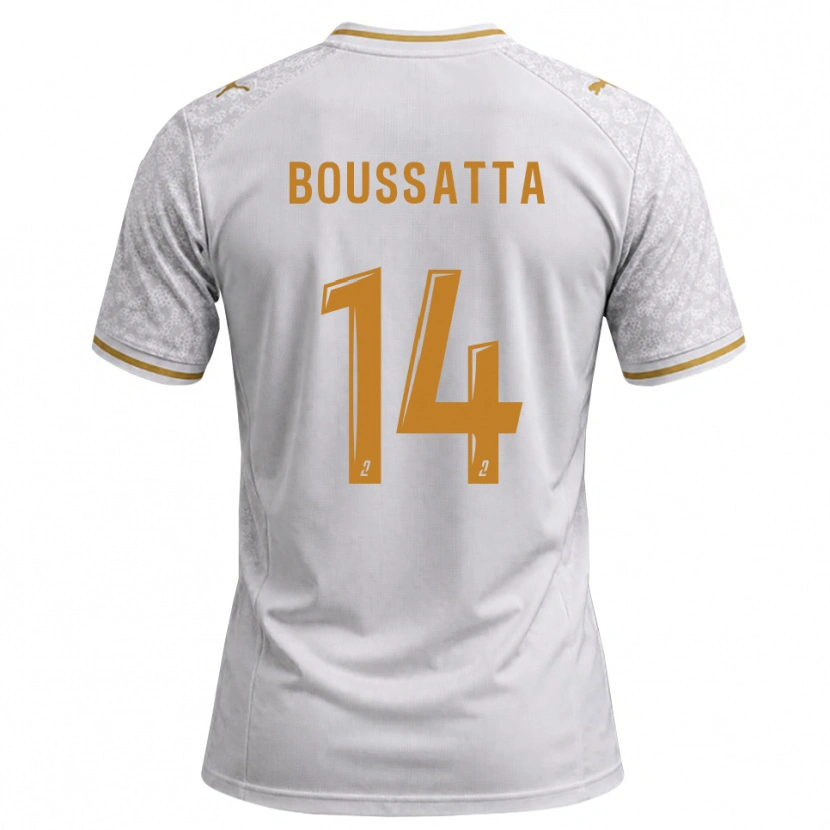 Danxen Heren Naïl Boussatta #14 Wit Grijs Goudenrood Uitshirt Uittenue 2026/27 T-Shirt