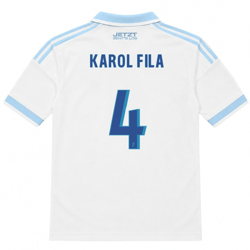 Danxen Heren Karol Fila #4 Licht Hemelsblauw Wit Rood Uitshirt Uittenue 2026/27 T-Shirt