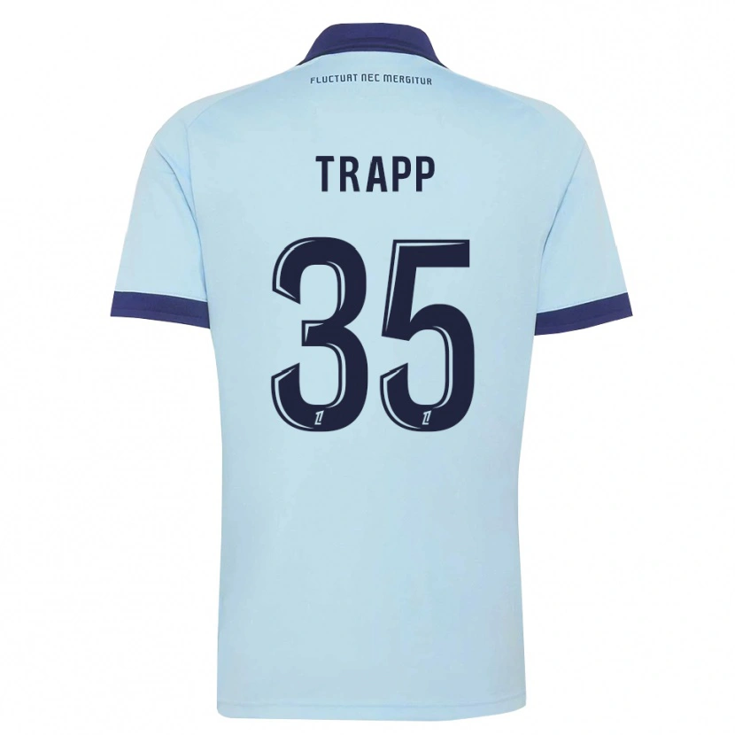 Danxen Heren Kevin Trapp #35 Centaurieblauw Zwart Uitshirt Uittenue 2026/27 T-Shirt