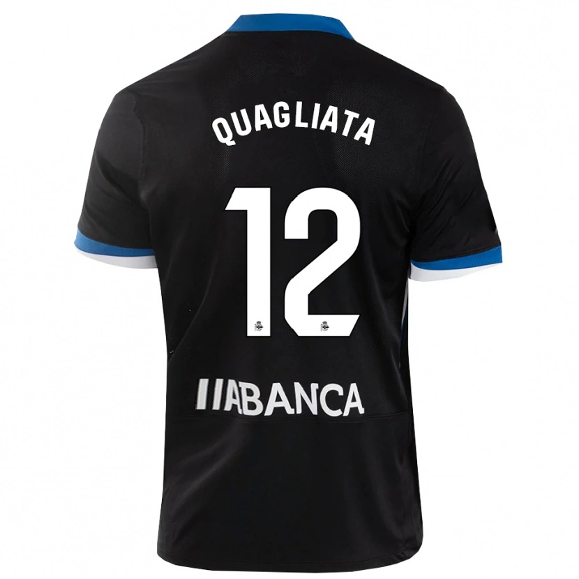 Danxen Heren Giacomo Quagliata #12 Zwart Blauw Wit Uitshirt Uittenue 2026/27 T-Shirt