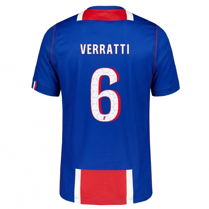Danxen Dames Marco Verratti #6 Rood Wit Blauw Thuisshirt Thuistenue 2026/27 T-Shirt