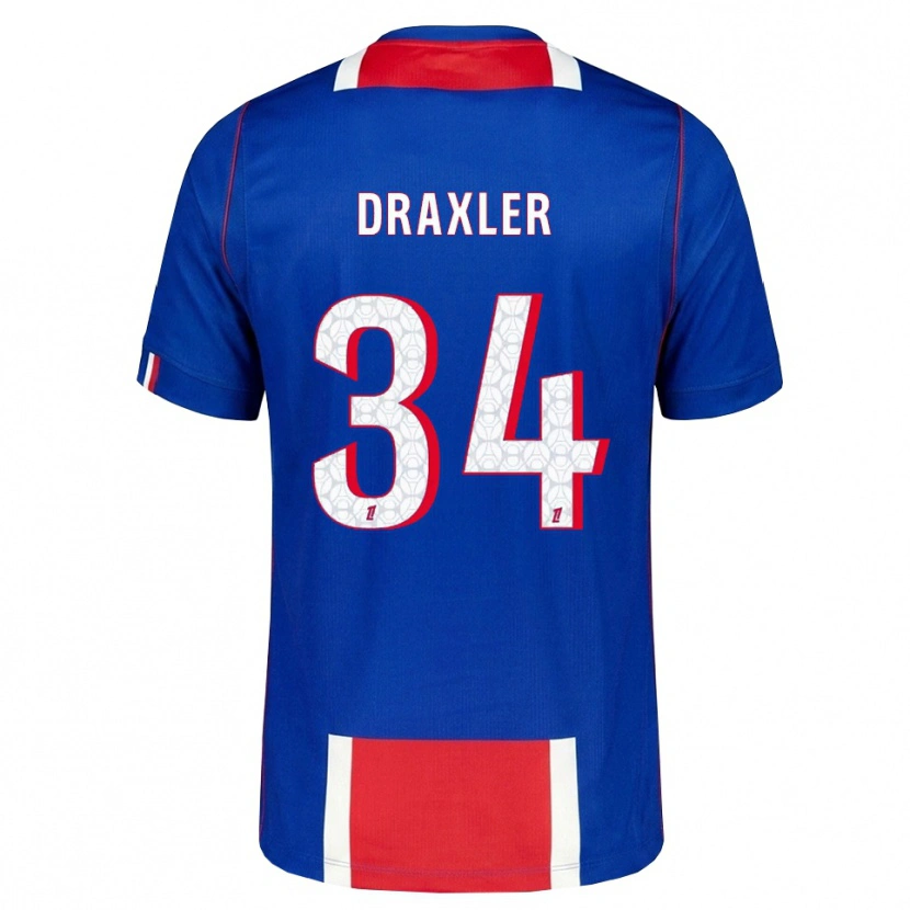 Danxen Dames Julian Draxler #34 Rood Wit Blauw Thuisshirt Thuistenue 2026/27 T-Shirt