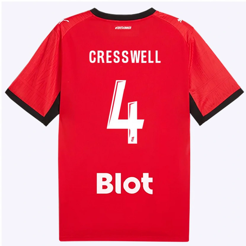 Danxen Dames Charlie Cresswell #4 Rood Zwart Wit Thuisshirt Thuistenue 2026/27 T-Shirt