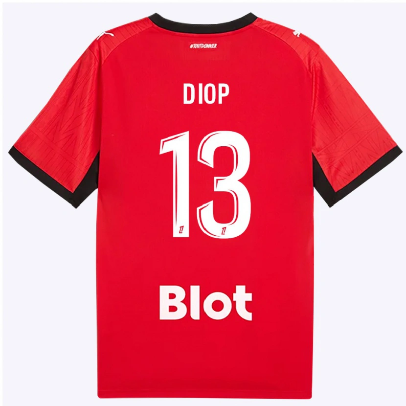 Danxen Dames Noham Diop #13 Rood Zwart Wit Thuisshirt Thuistenue 2026/27 T-Shirt