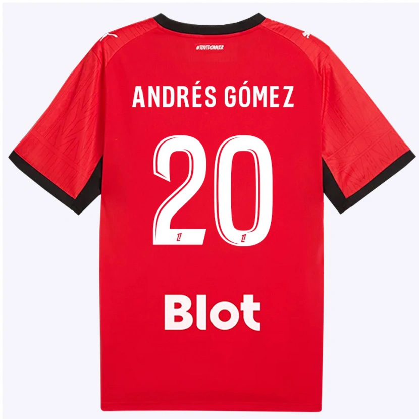 Danxen Dames Carlos Andrés Gómez #20 Rood Zwart Wit Thuisshirt Thuistenue 2026/27 T-Shirt