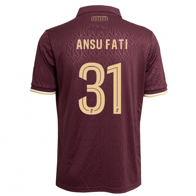 Danxen Dames Ansu Fati #31 Maroon Zandbruin Uitshirt Uittenue 2026/27 T-Shirt
