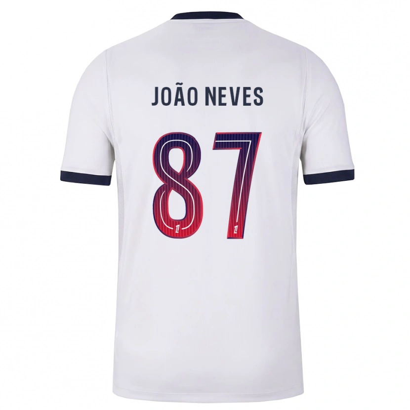 Danxen Dames João Neves #87 Wit Zwart Rood Uitshirt Uittenue 2026/27 T-Shirt