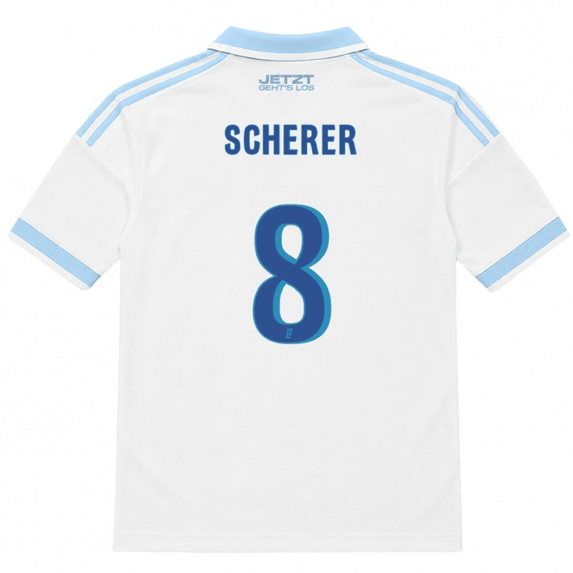 Danxen Dames Louis Scherer #8 Licht Hemelsblauw Wit Rood Uitshirt Uittenue 2026/27 T-Shirt