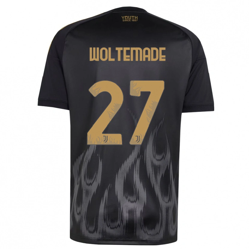 Danxen Kinderen Nick Woltemade #27 Zwart Bruin Thuisshirt Derde Tenue 2026/27 T-Shirt
