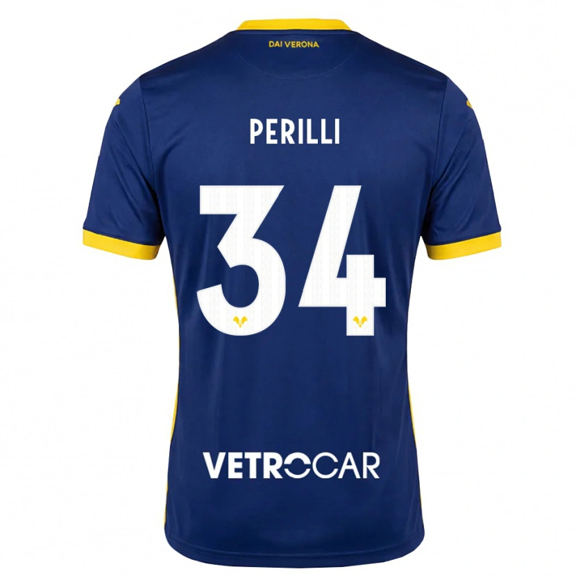 Danxen Kinderen Simone Perilli #34 Koninklijk Blauw Geel Wit Thuisshirt Thuistenue 2026/27 T-Shirt