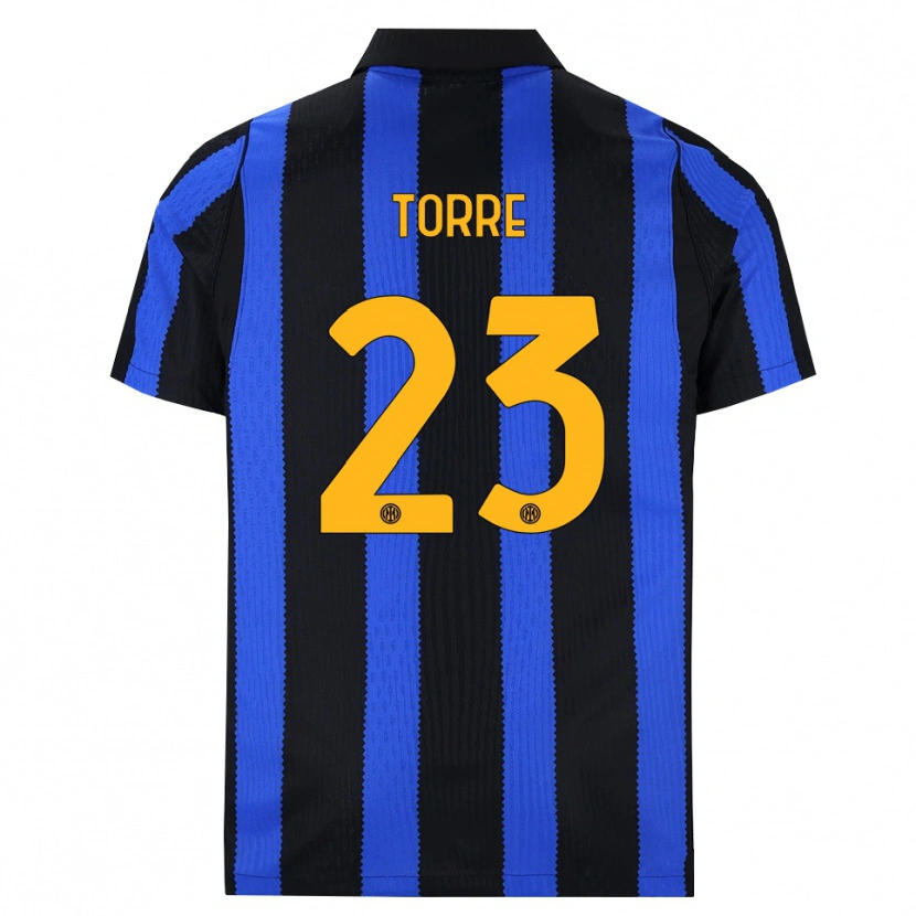 Danxen Kinderen Pietro La Torre #23 Zwart Blauw Geel Thuisshirt Thuistenue 2026/27 T-Shirt