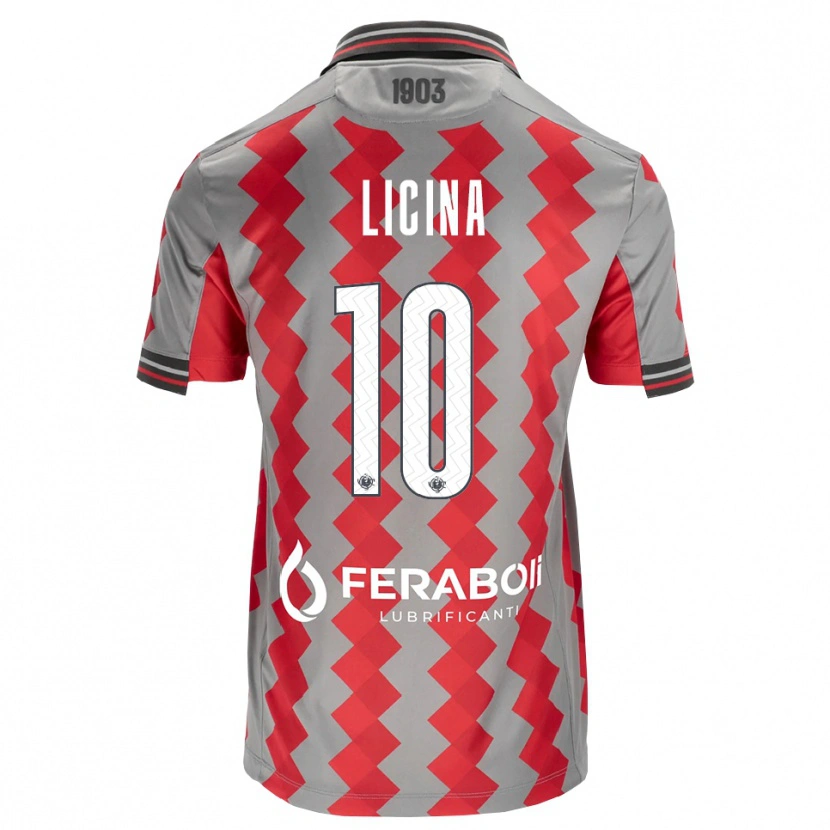 Danxen Kinderen Adin Licina #10 Grijs Rood Wit Thuisshirt Thuistenue 2026/27 T-Shirt