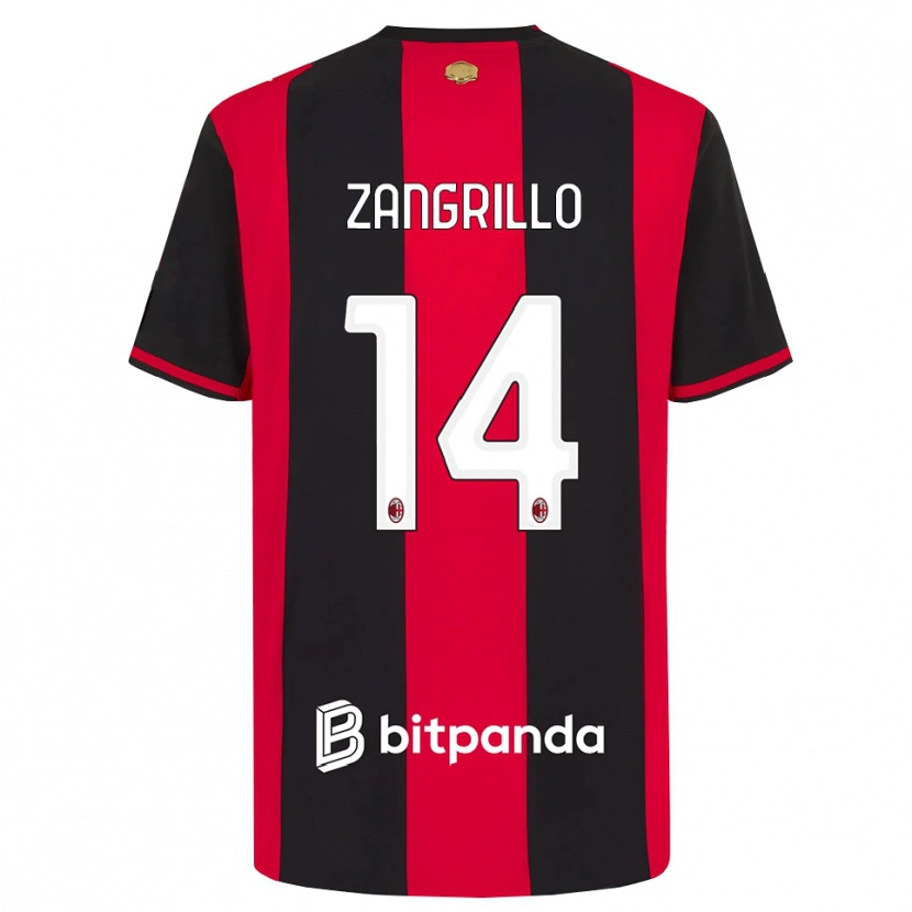 Danxen Kinderen Giacomo Zangrillo #14 Rood Zwart Wit Thuisshirt Thuistenue 2026/27 T-Shirt