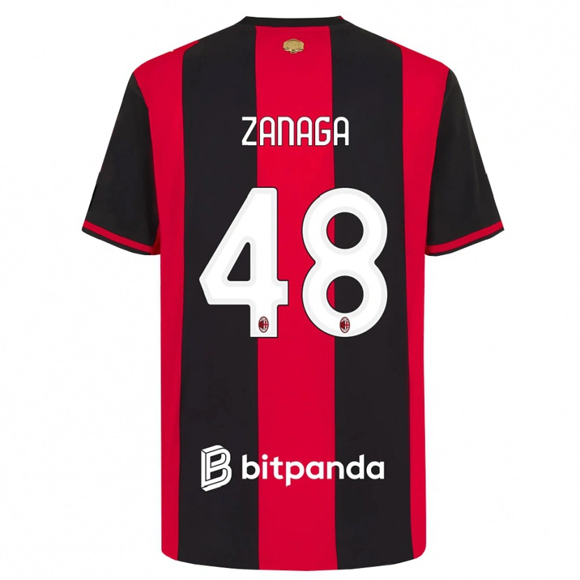 Danxen Kinderen Edoardo Zanaga #48 Rood Zwart Wit Thuisshirt Thuistenue 2026/27 T-Shirt
