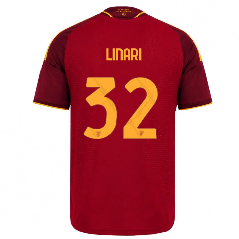 Danxen Kinderen Elena Linari #32 Rood Gouden Geel Thuisshirt Thuistenue 2026/27 T-Shirt