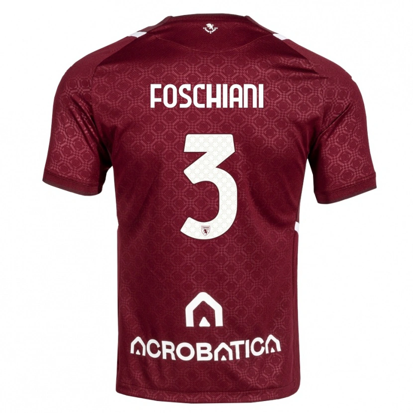 Danxen Kinderen Francesco Foschiani #3 Bordeauxrood Wit Thuisshirt Thuistenue 2026/27 T-Shirt