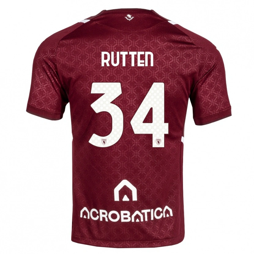 Danxen Kinderen Jill Rutten #34 Bordeauxrood Wit Thuisshirt Thuistenue 2026/27 T-Shirt