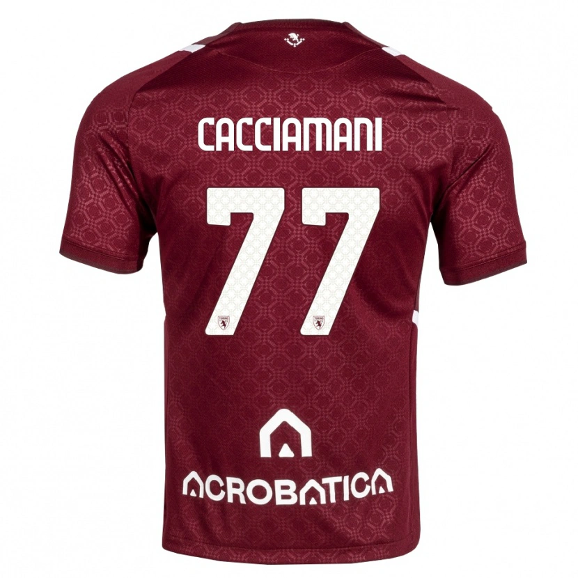 Danxen Kinderen Alessio Cacciamani #77 Bordeauxrood Wit Thuisshirt Thuistenue 2026/27 T-Shirt