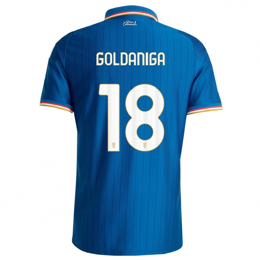 Danxen Kinderen Edoardo Goldaniga #18 Blauw Wit Rood Thuisshirt Thuistenue 2026/27 T-Shirt