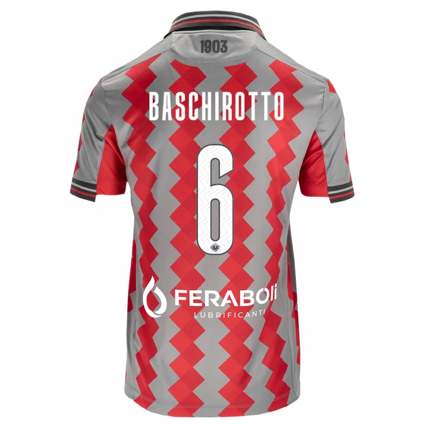 Danxen Kinderen Federico Baschirotto #6 Grijs Rood Wit Thuisshirt Thuistenue 2026/27 T-Shirt